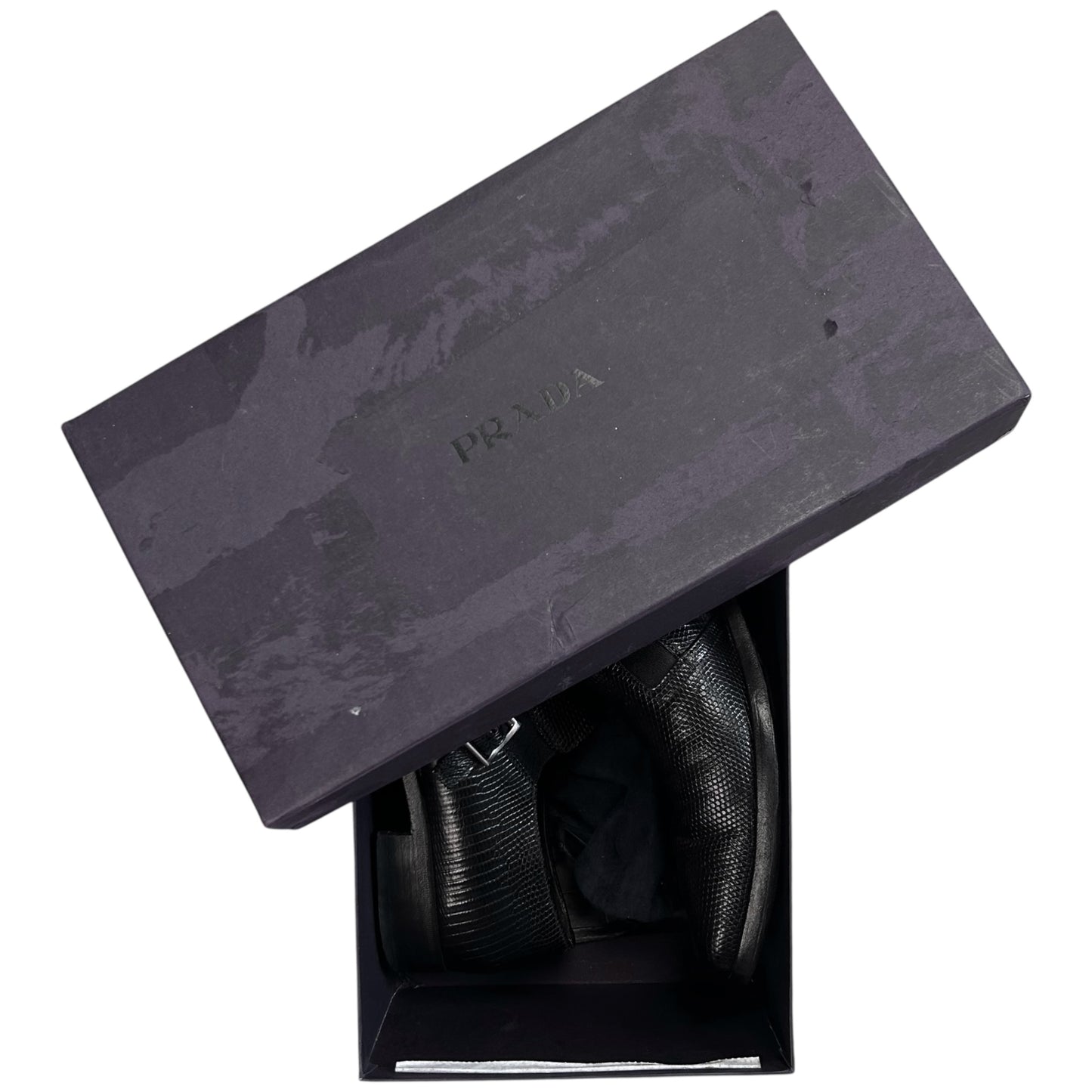Prada Buckle Strap Snakeskin Loafers
