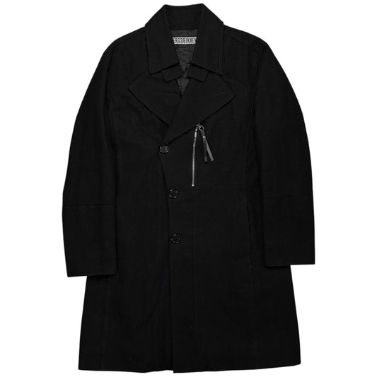 Dirk Bikkembergs Distressed Zip Wool Coat