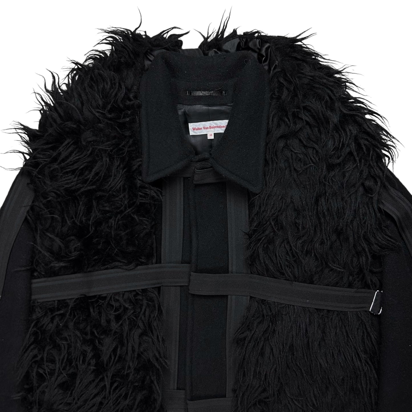 Walter Van Beirendonck Bondage Seatbelt Fur Scarf Jacket - AW19