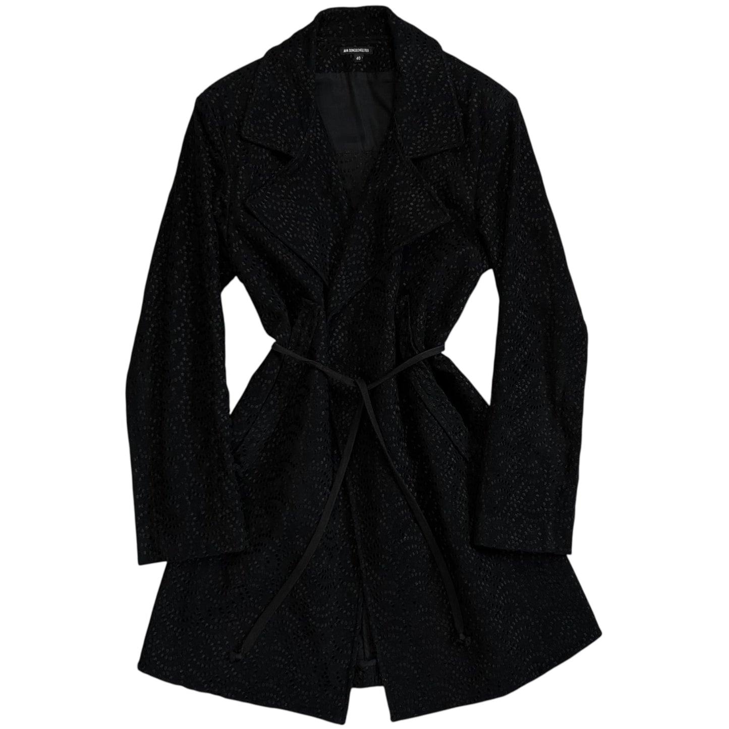 Ann Demeulemeester Embroidered Black Precision Coat - AW14
