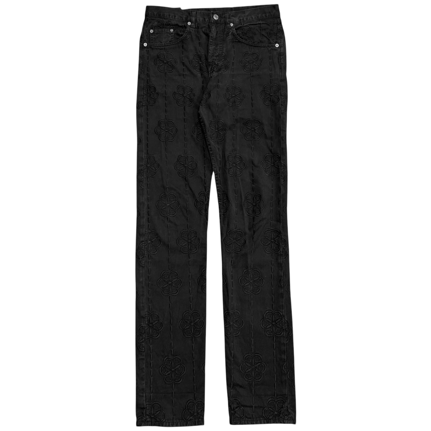 Dries Van Noten Floral Embroidered Rivet Jeans - AW18