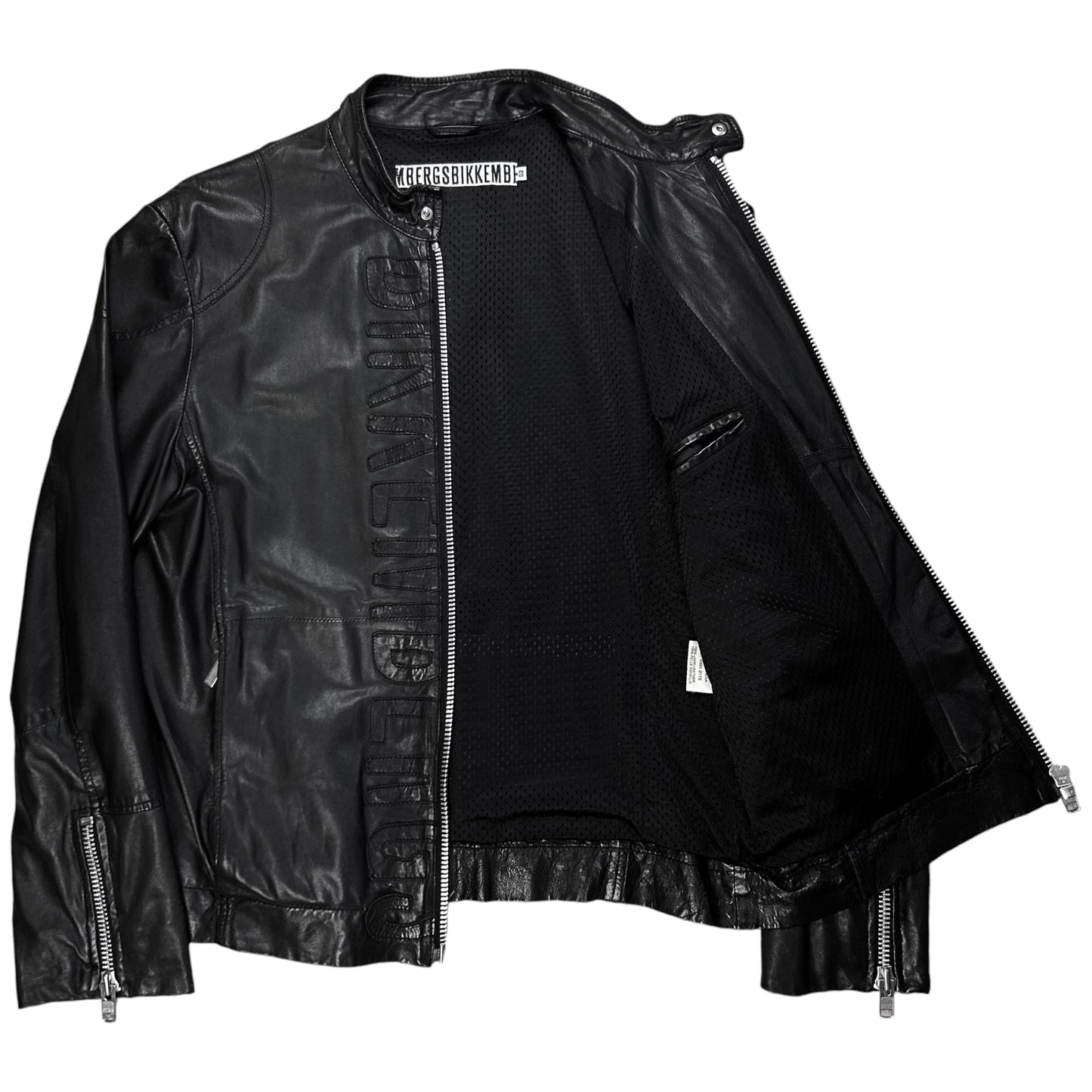 Dirk Bikkembergs Logo Patched Racer Leather Jacket