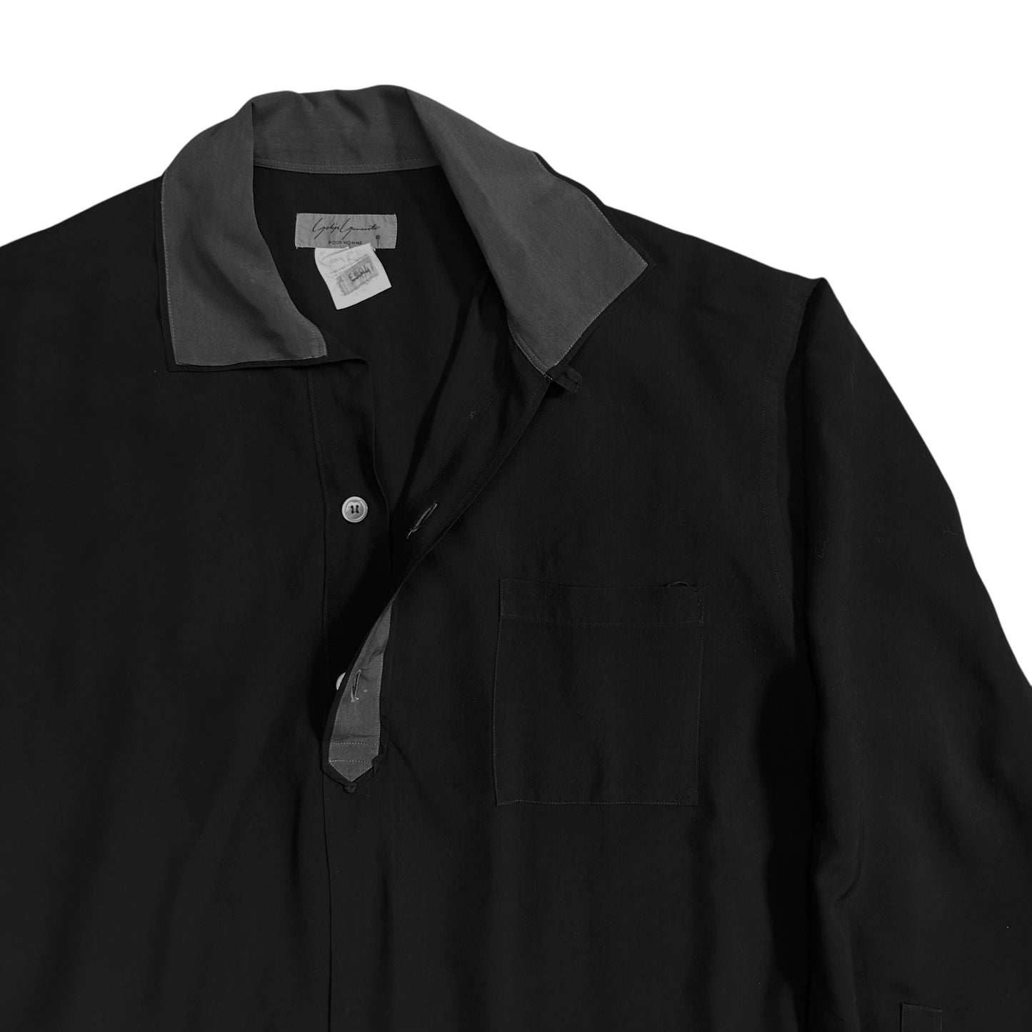 Yohji Yamamoto Pour Homme Cropped Framed Collar Rayon Shirt