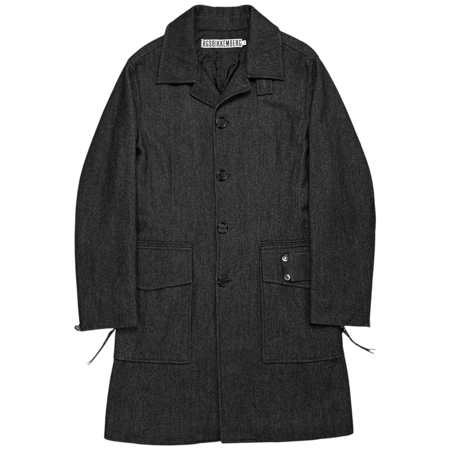 Dirk Bikkembergs Zipped Leather Patch Wool Coat