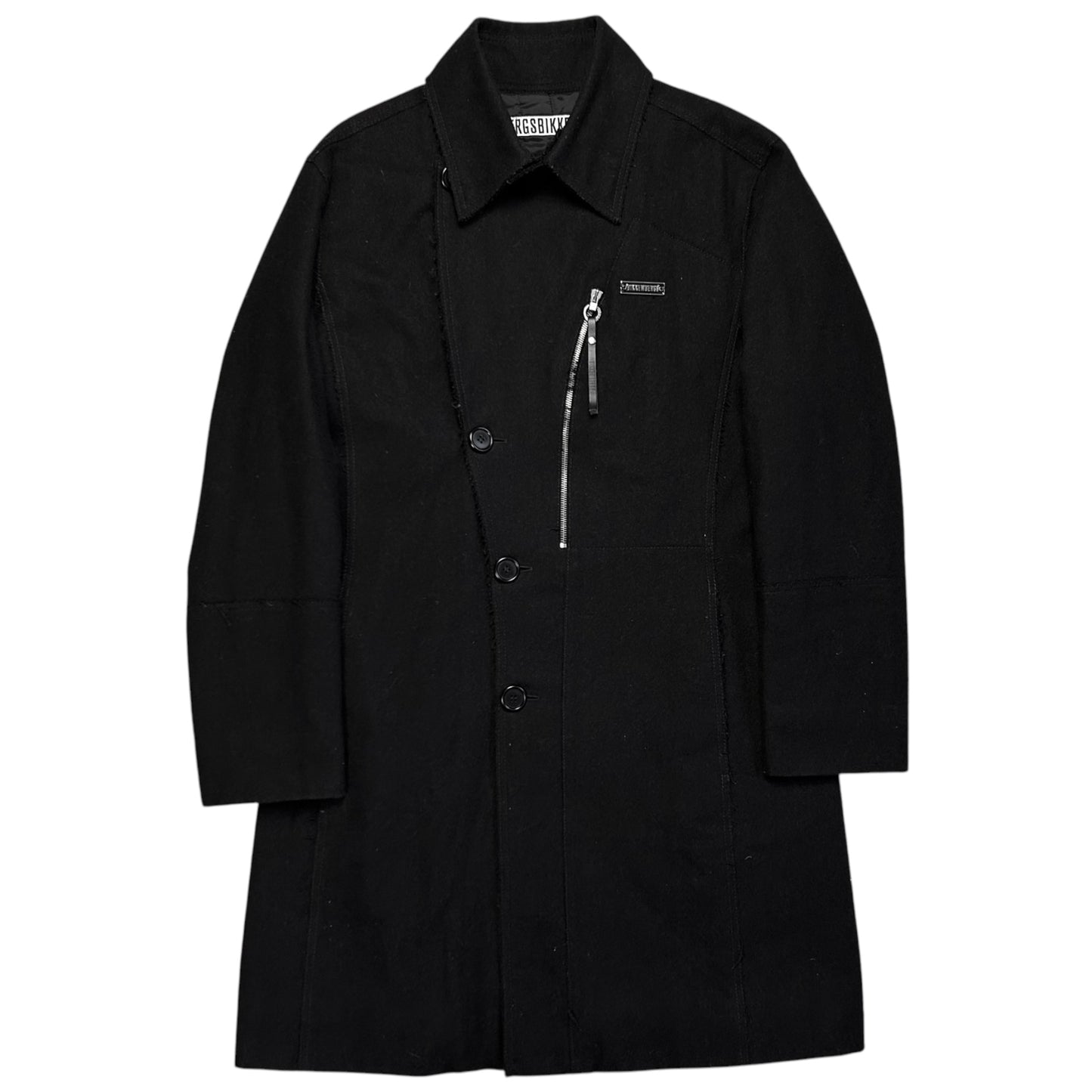 Dirk Bikkembergs Distressed Zip Wool Coat