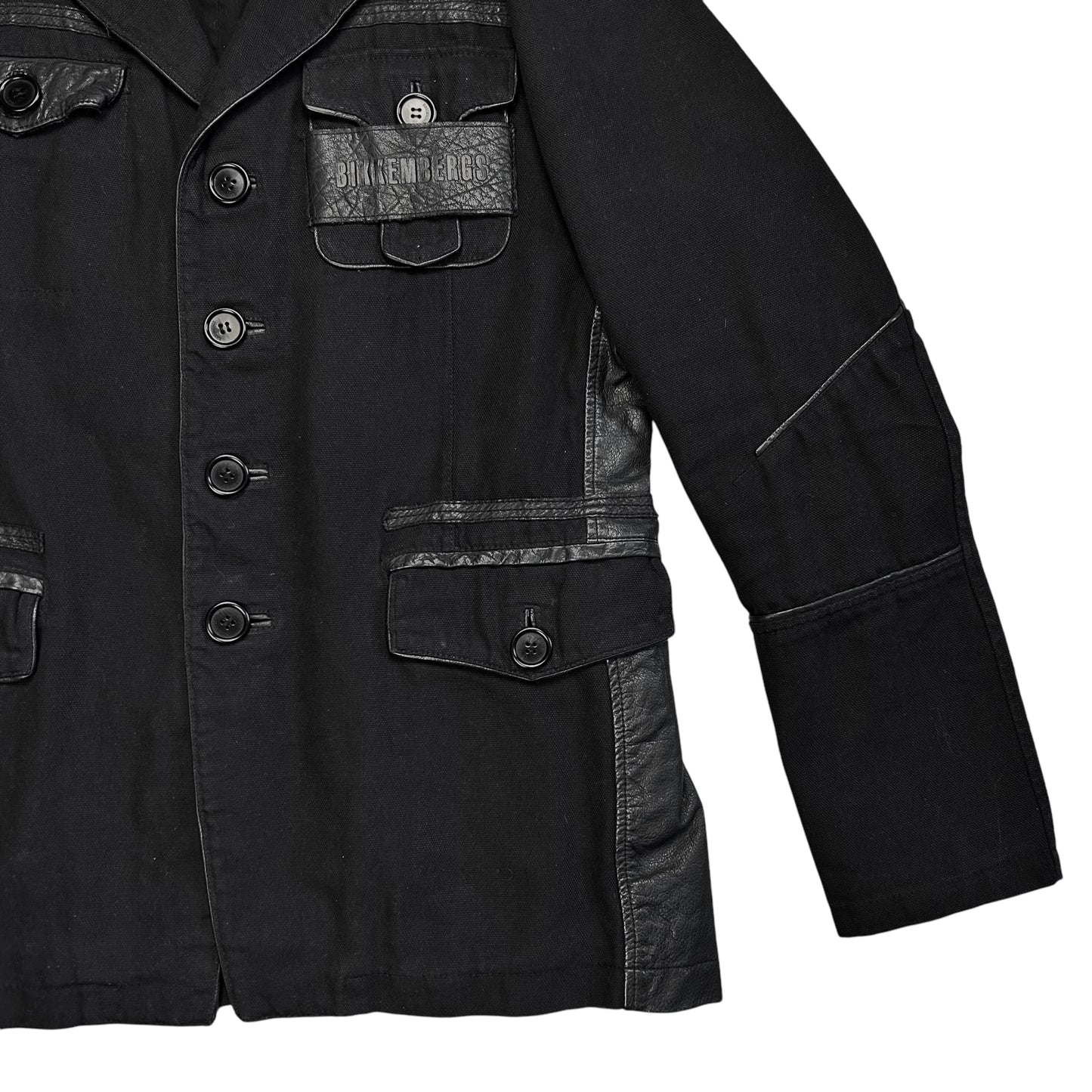 Dirk Bikkembergs Leather Applicated Military Blazer