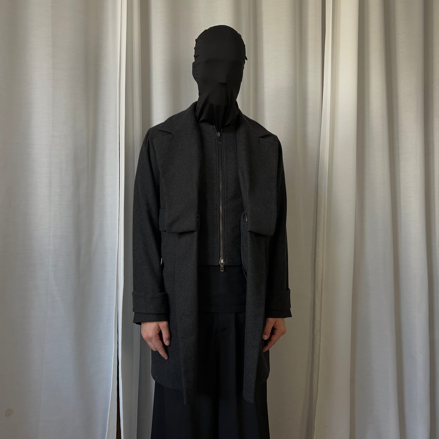 MM6 Maison Martin Margiela Layered Fold Lapel Wool Coat - AW14