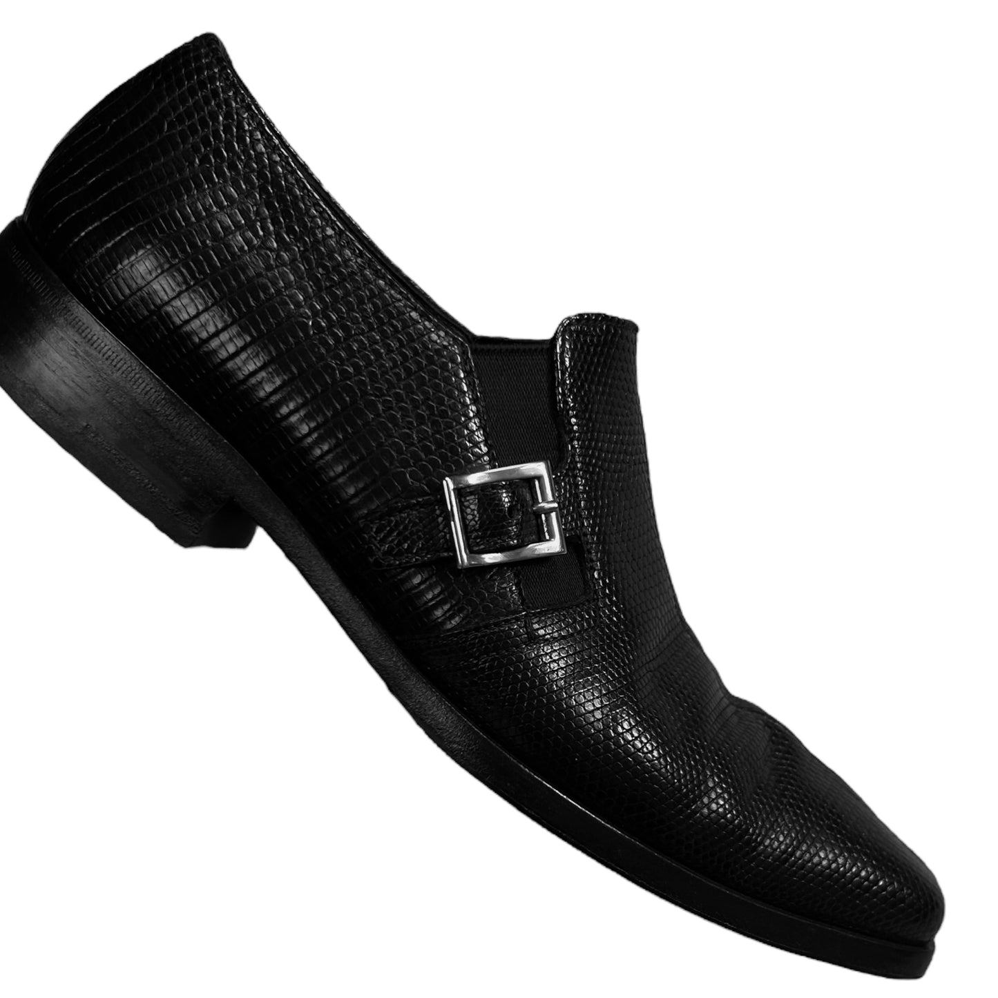 Prada Buckle Strap Snakeskin Loafers