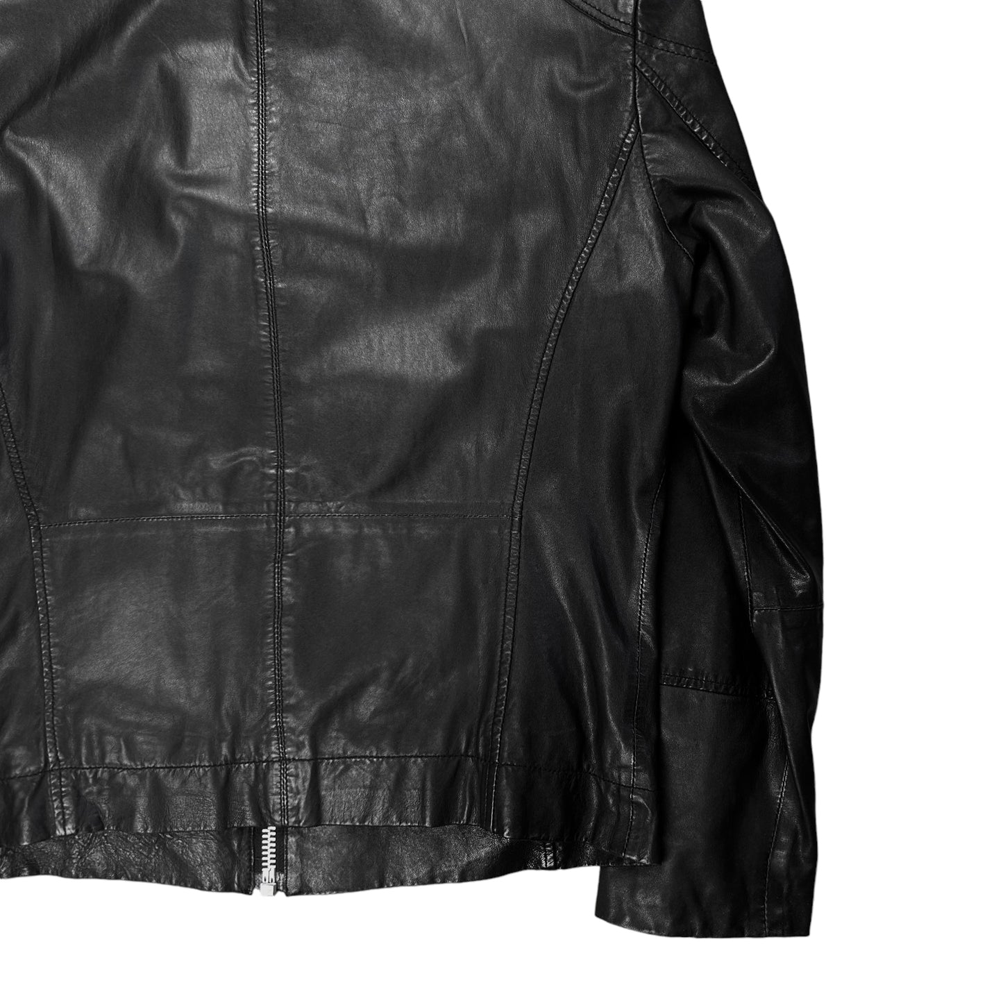 Dirk Bikkembergs Logo Patched Racer Leather Jacket