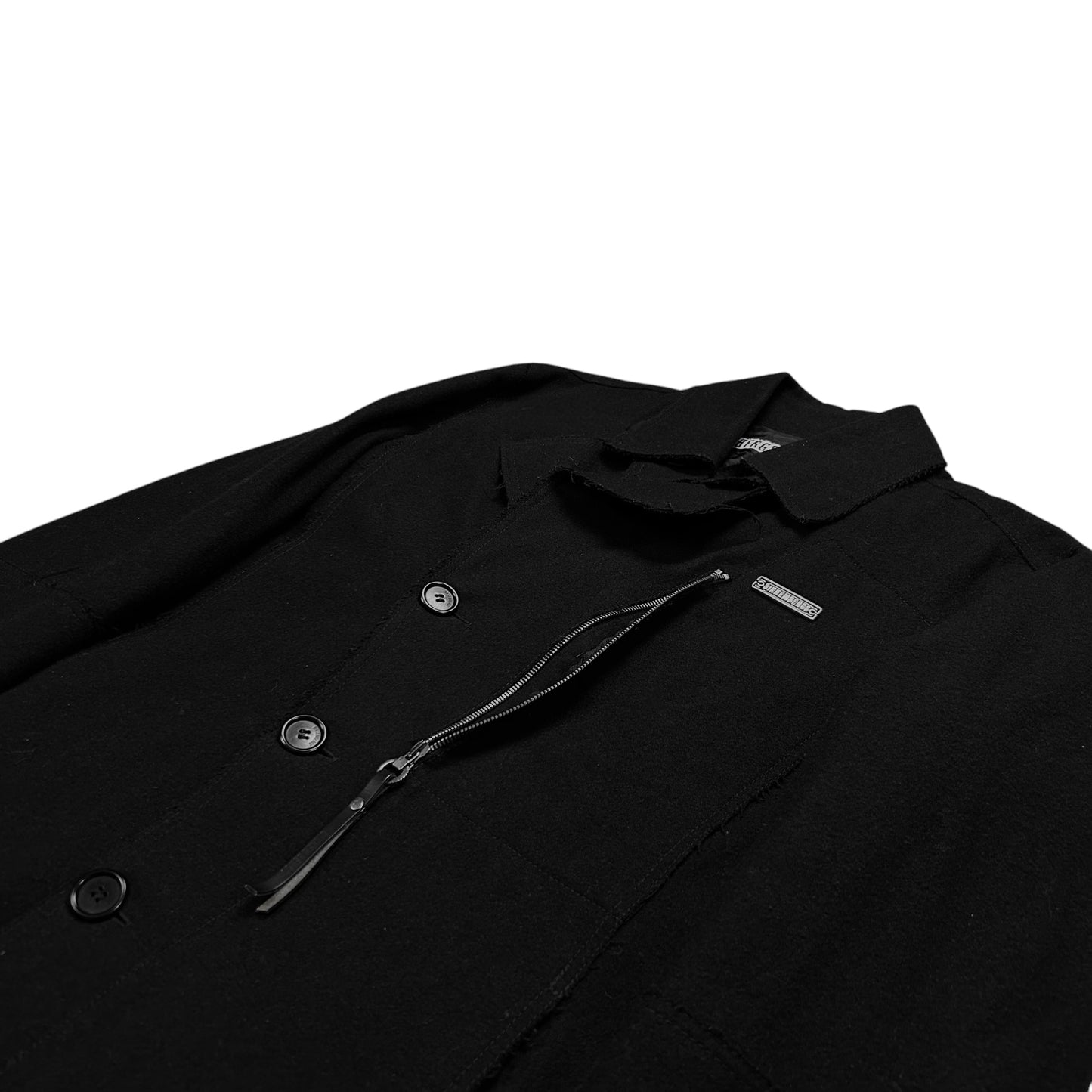 Dirk Bikkembergs Distressed Zip Wool Coat