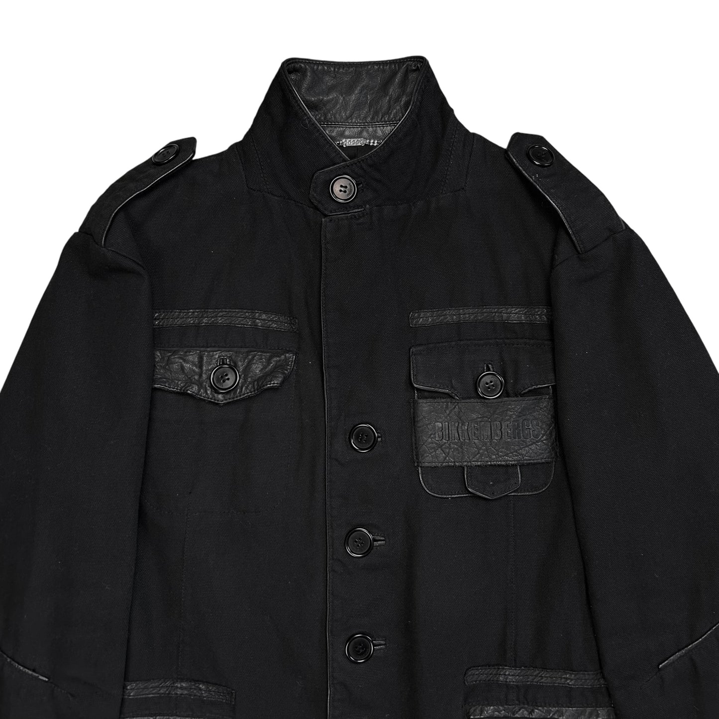 Dirk Bikkembergs Leather Applicated Military Blazer