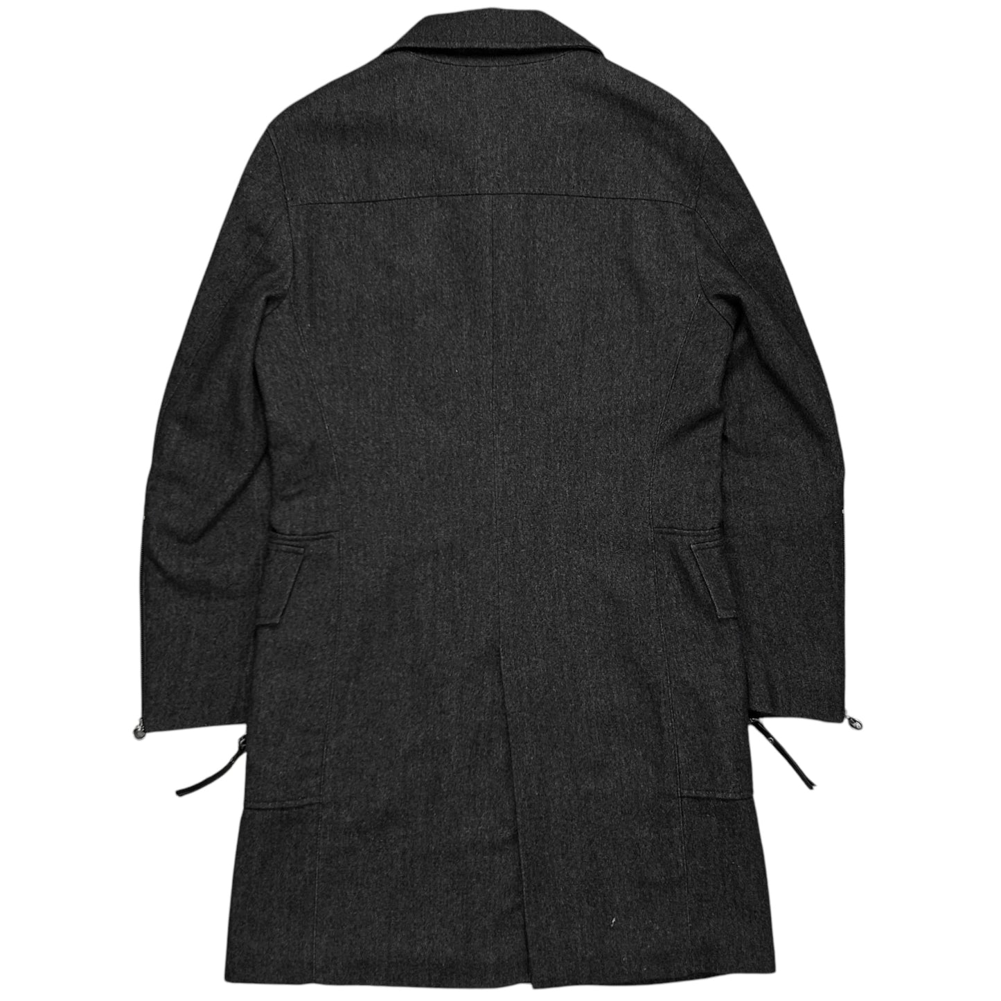 Dirk Bikkembergs Zipped Leather Patch Wool Coat