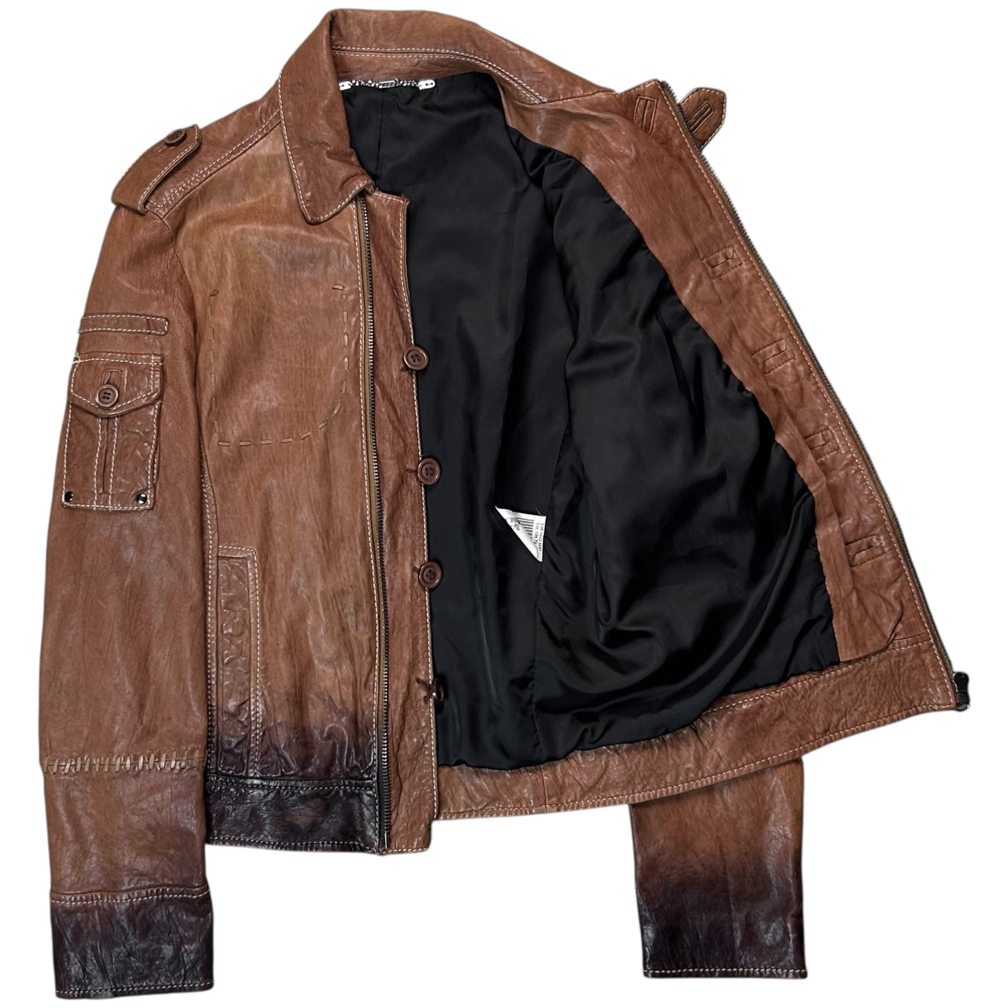 Dirk Bikkembergs Ombre Leather Military Flight Jacket - SS08