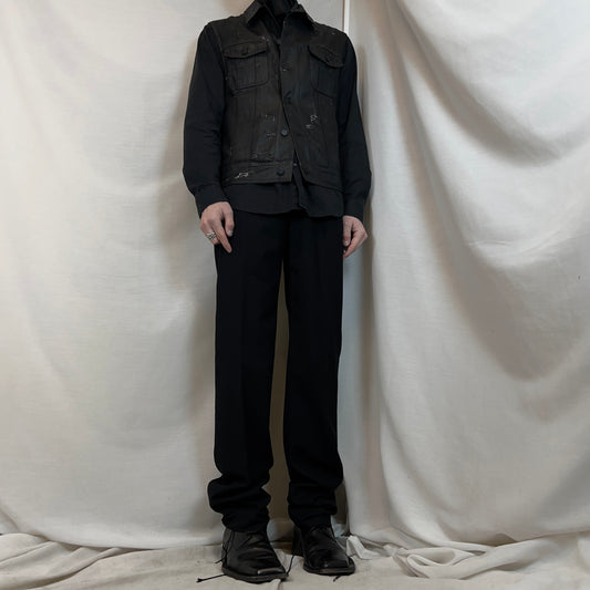 Gucci by Tom Ford Leather Waist Strap Cashmere Trousers - 90s