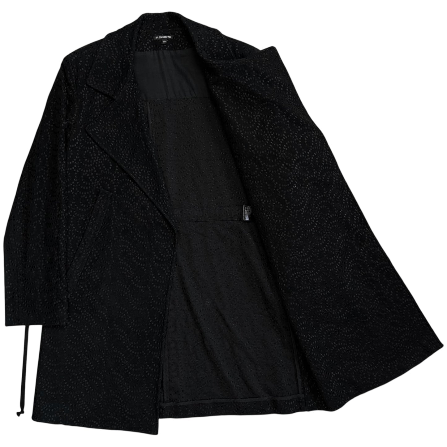 Ann Demeulemeester Embroidered Black Precision Coat - AW14