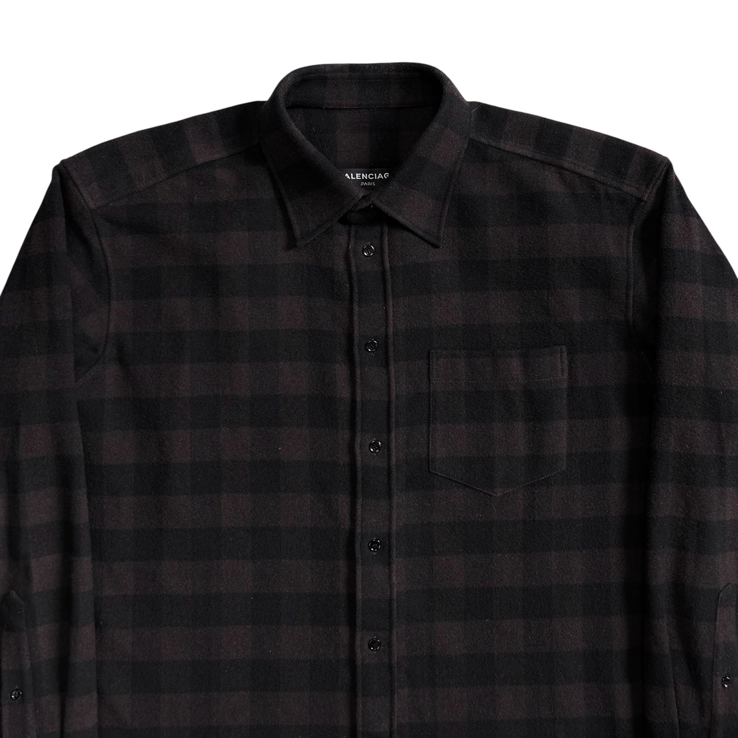Balenciaga Padded Shoulder Check Flannel Shirt - SS17