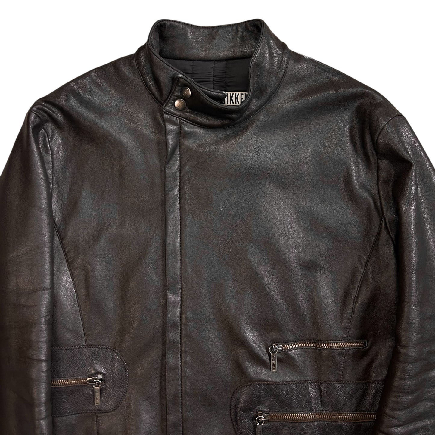 Dirk Bikkembergs Multi Back Zip Vegan Leather Bomber Jacket