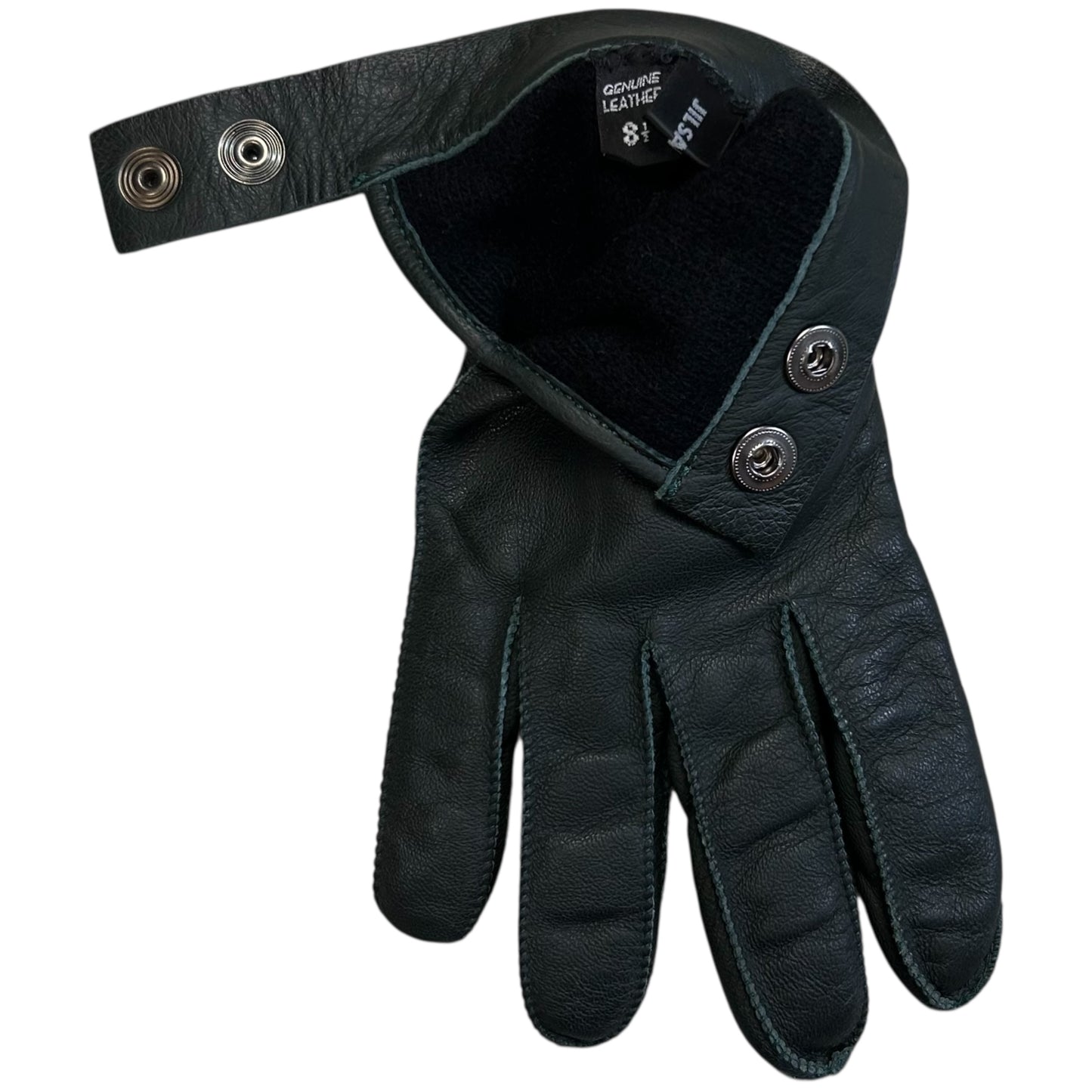 Jil Sander Contrast Sitch Leather Snap Gloves