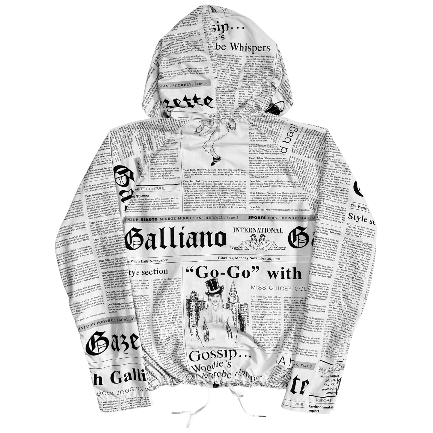 John Galliano Gazette Newspaper Zip Hoodie