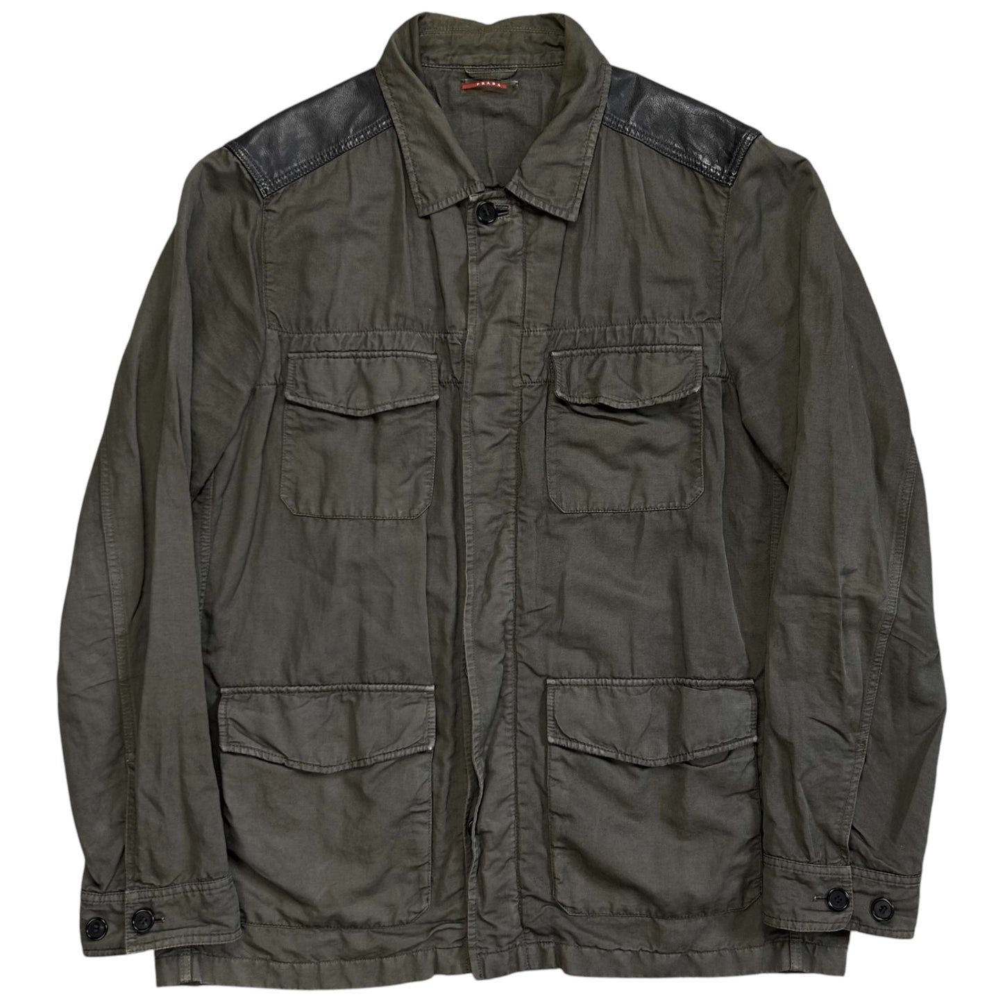 Prada Leather Panelled Field Jacket