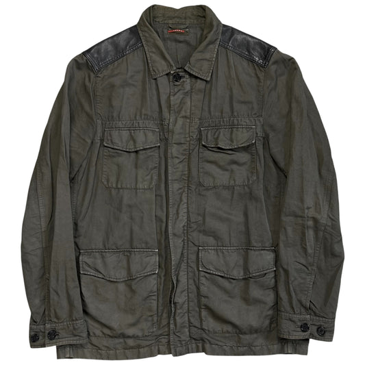Prada Leather Panelled Field Jacket