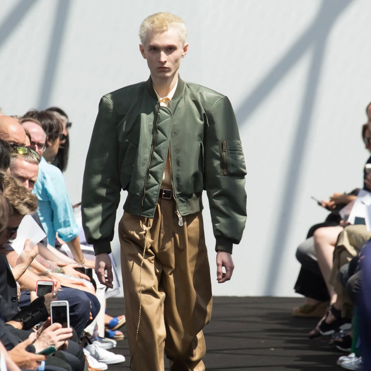 Balenciaga Padded Shoulders Runway Bomber Jacket - SS17