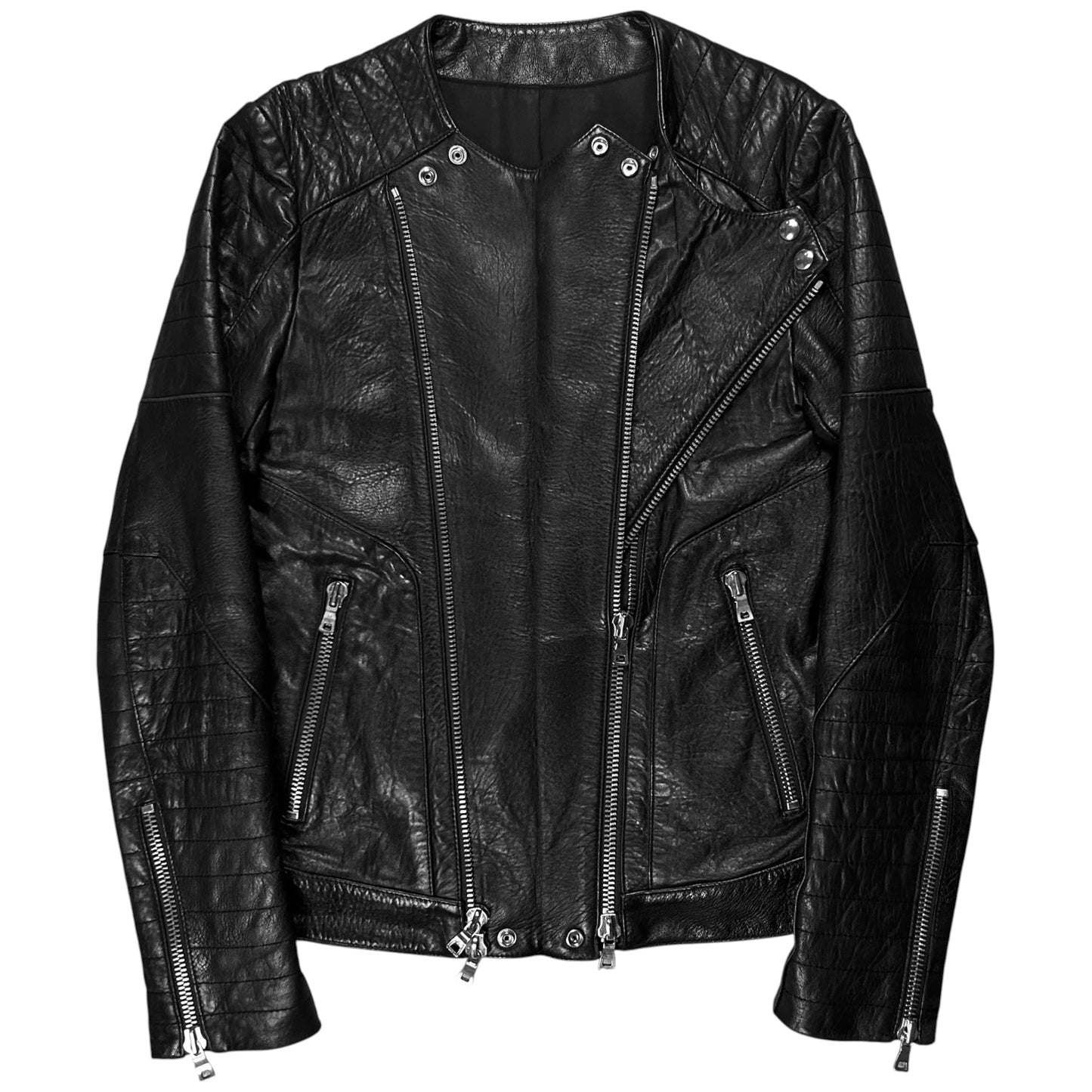 Balmain by Decarnin Dual Zip Moto Leather Jacket - AW11
