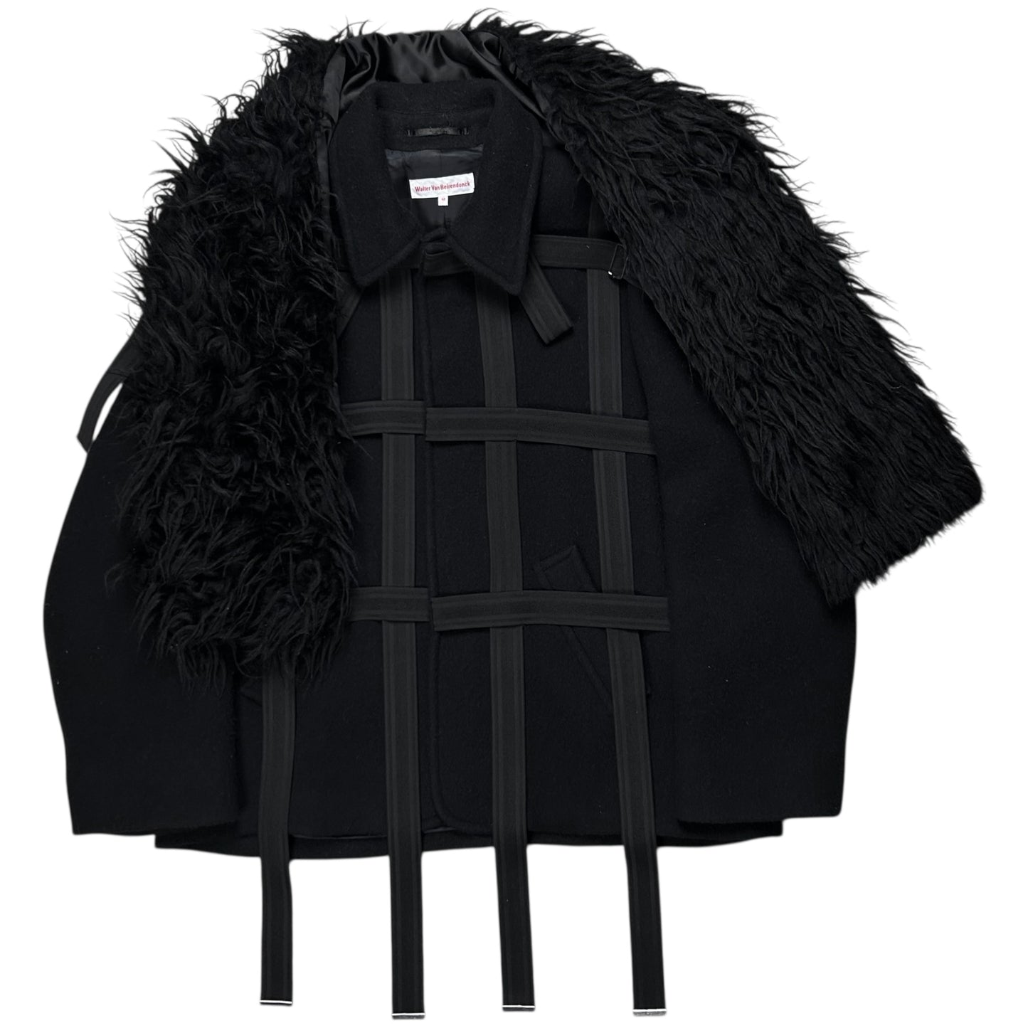 Walter Van Beirendonck Bondage Seatbelt Fur Scarf Jacket - AW19