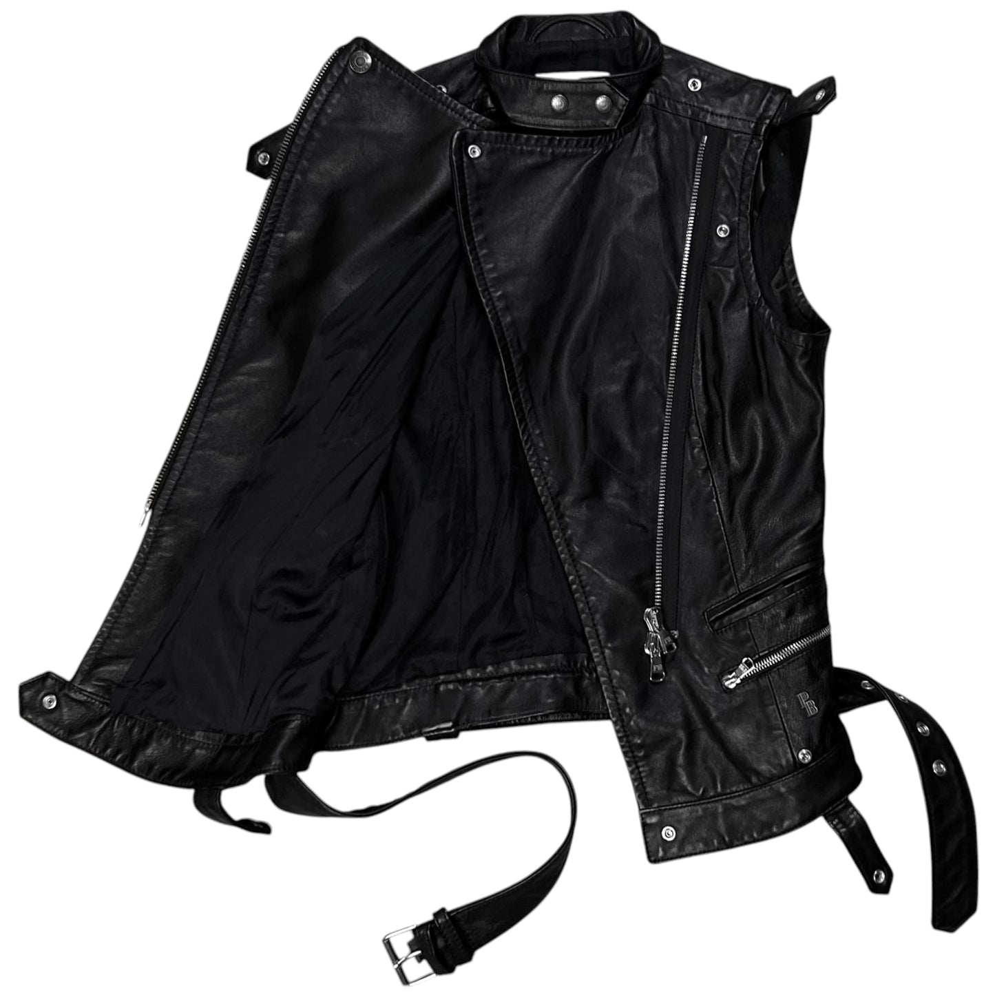 Balmain by Olivier Rousteing Belted Biker Leather Vest - SS12
