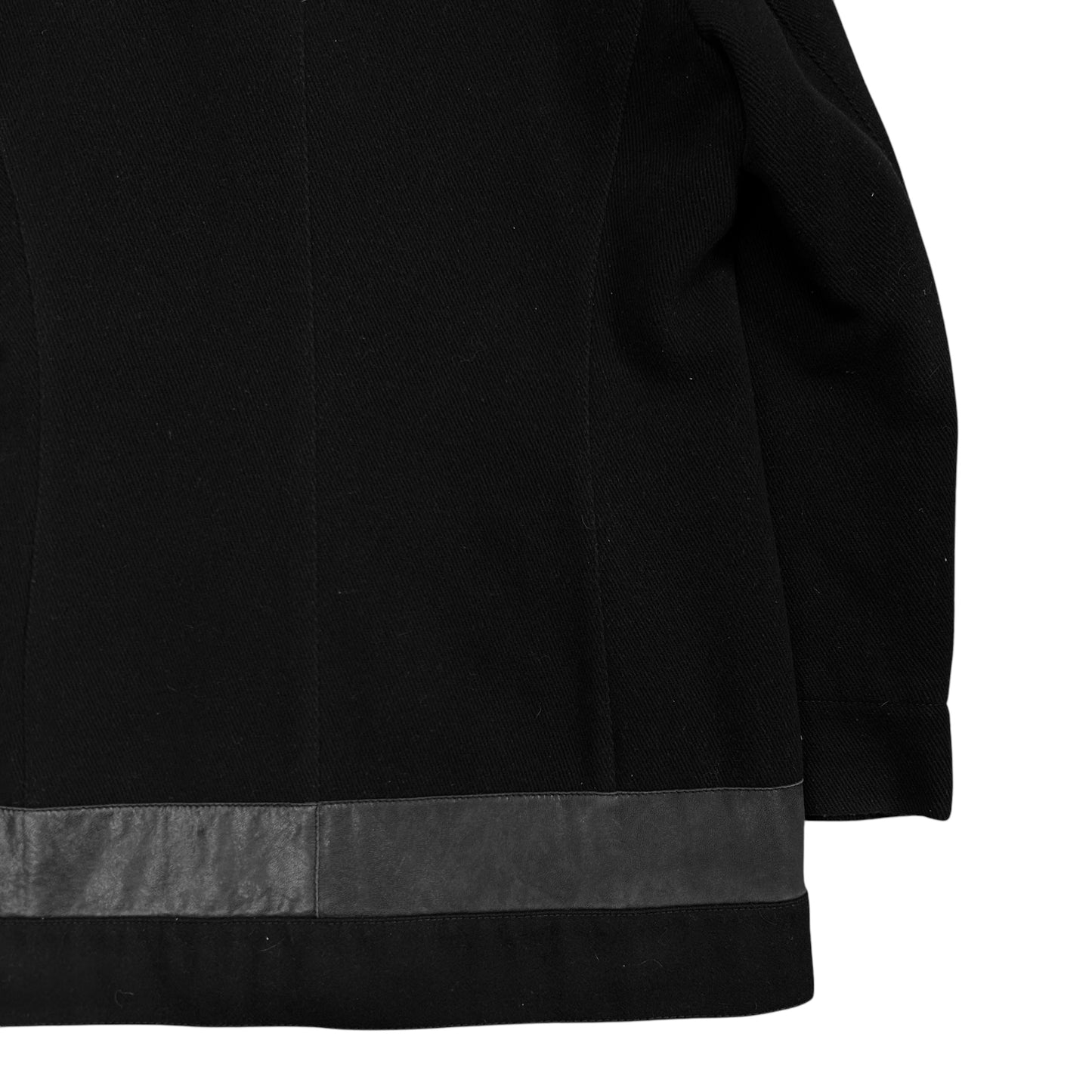 Dirk Bikkembergs Leather Stripe Wool Coat