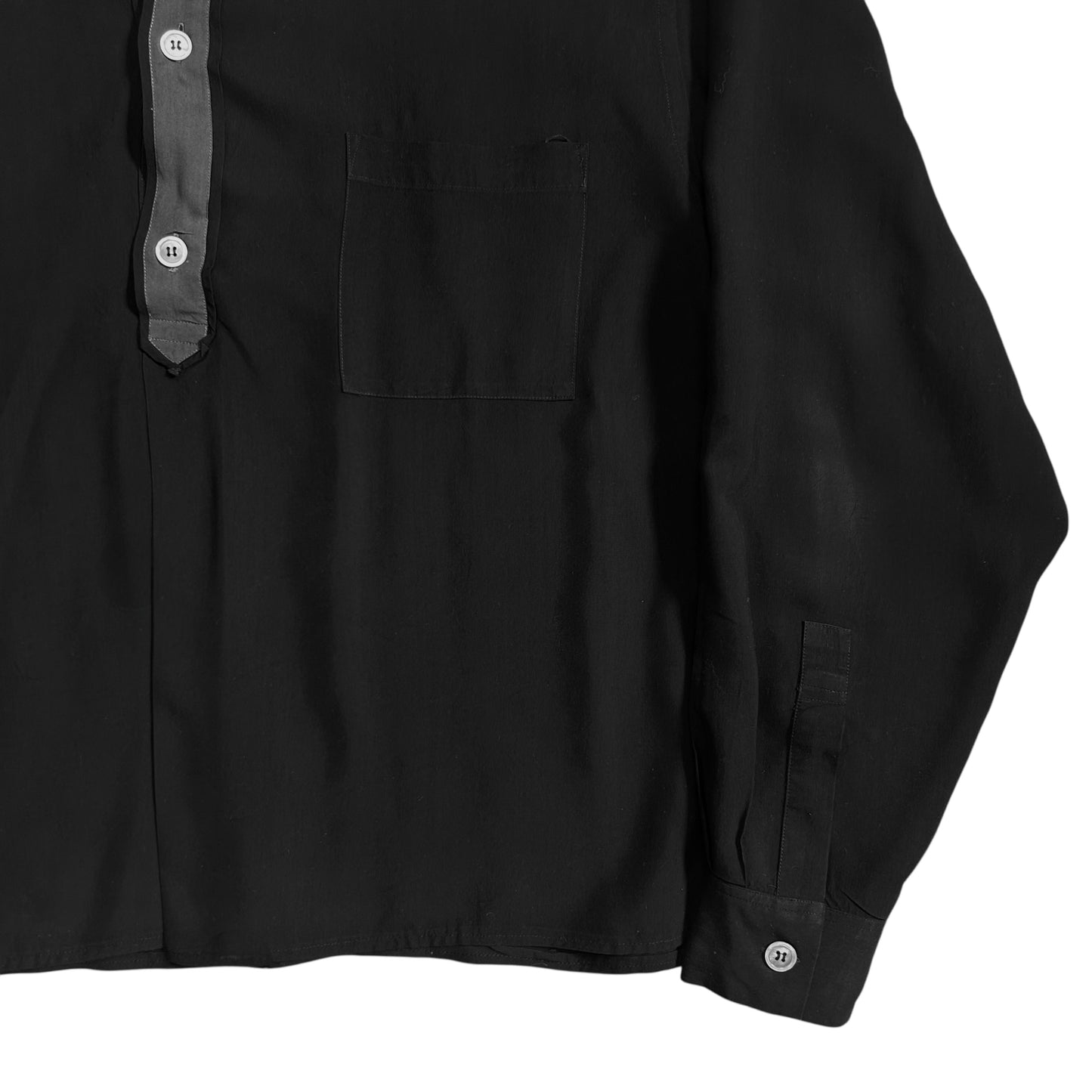 Yohji Yamamoto Pour Homme Cropped Framed Collar Rayon Shirt