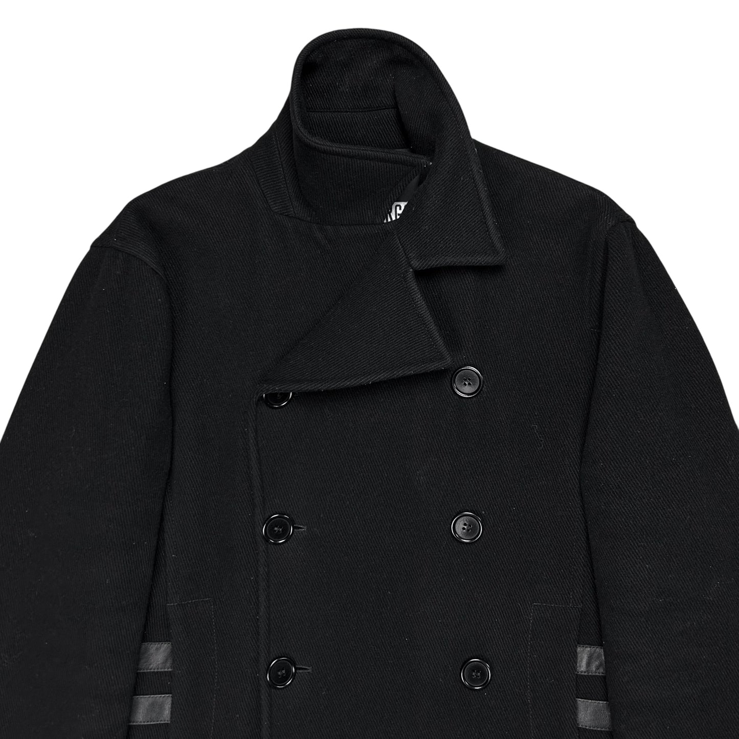 Dirk Bikkembergs Leather Striped Caban Coat
