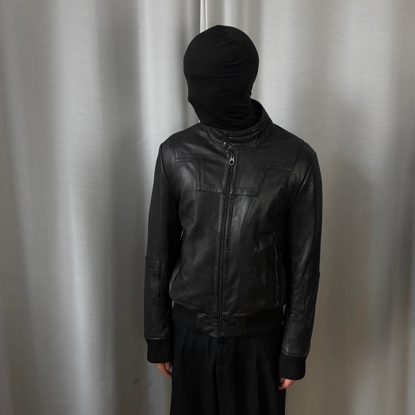 Dirk Bikkembergs Moto Leather Bomber Jacket