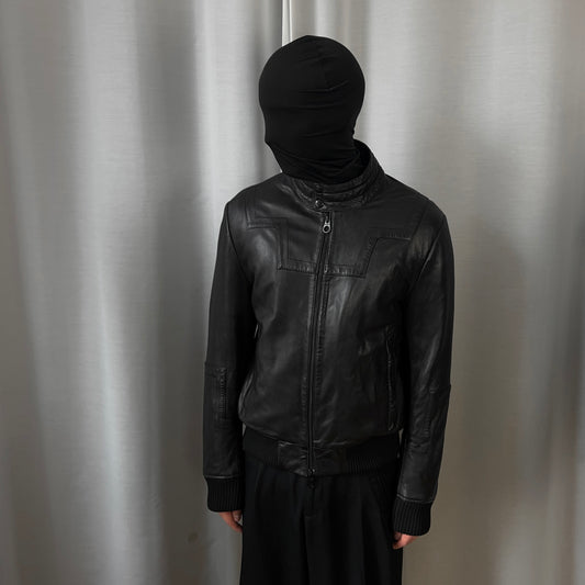 Dirk Bikkembergs Moto Leather Bomber Jacket