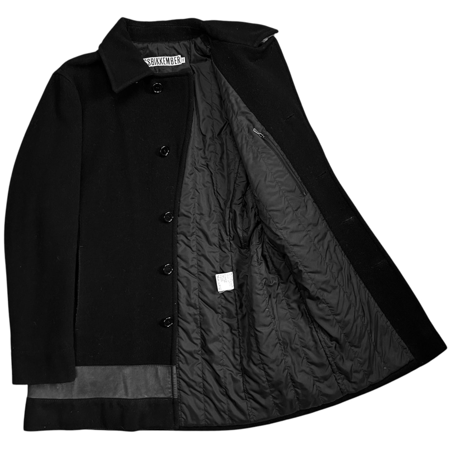 Dirk Bikkembergs Leather Stripe Wool Coat