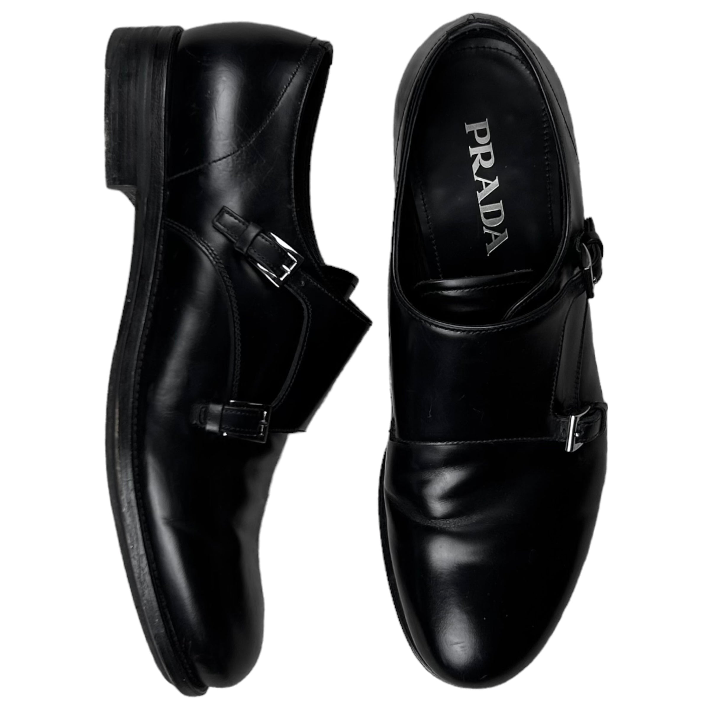 Prada Double Monk Strap Derbies Vertical Rags