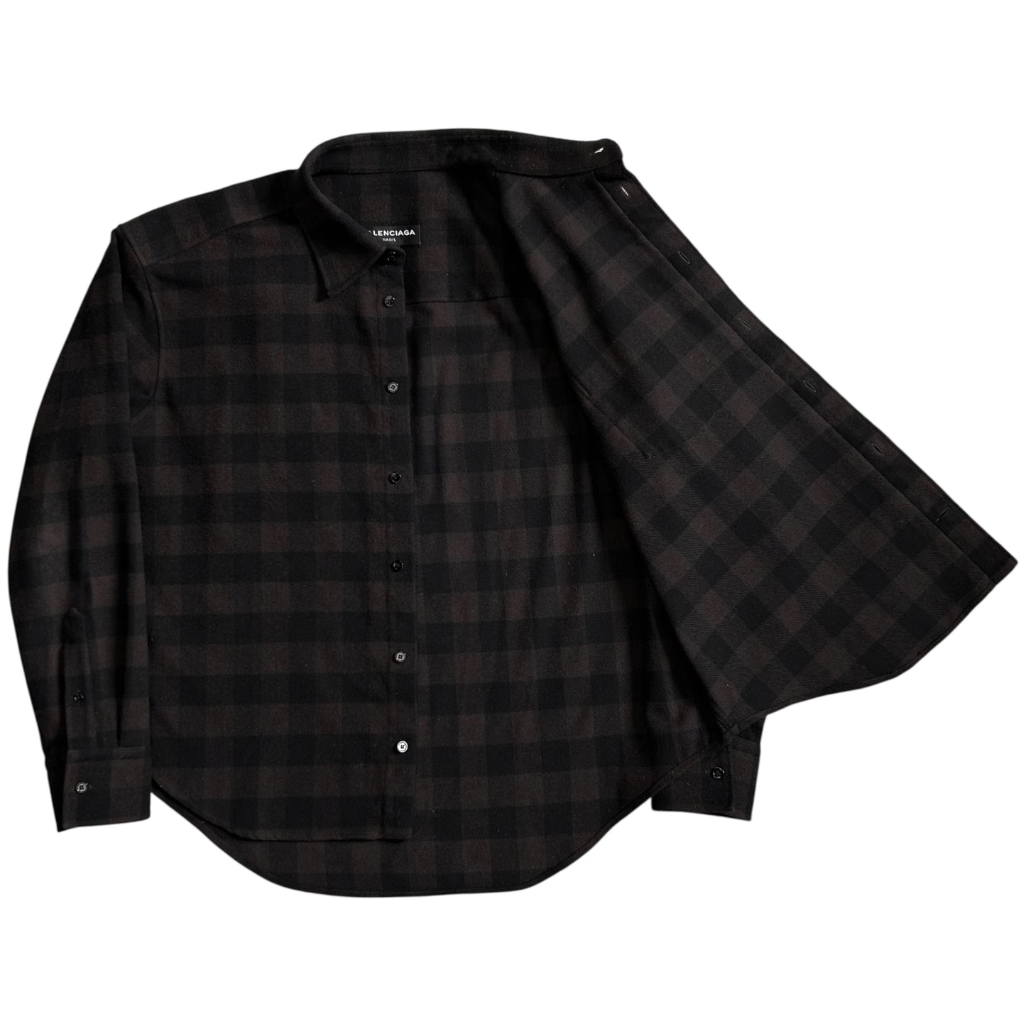 Balenciaga Padded Shoulder Check Flannel Shirt - SS17