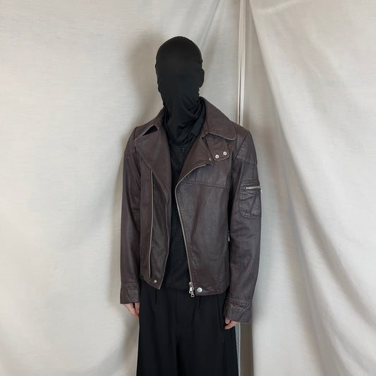 Dries Van Noten Waxed Multi Zip Biker Jacket - AW14