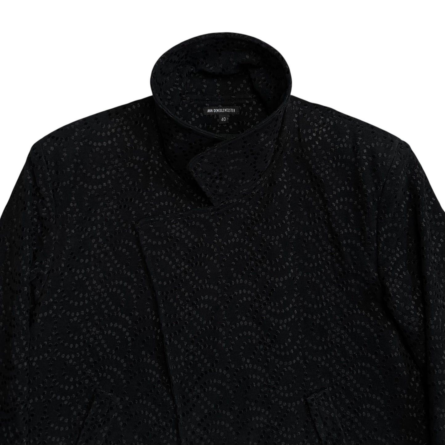 Ann Demeulemeester Embroidered Black Precision Coat - AW14