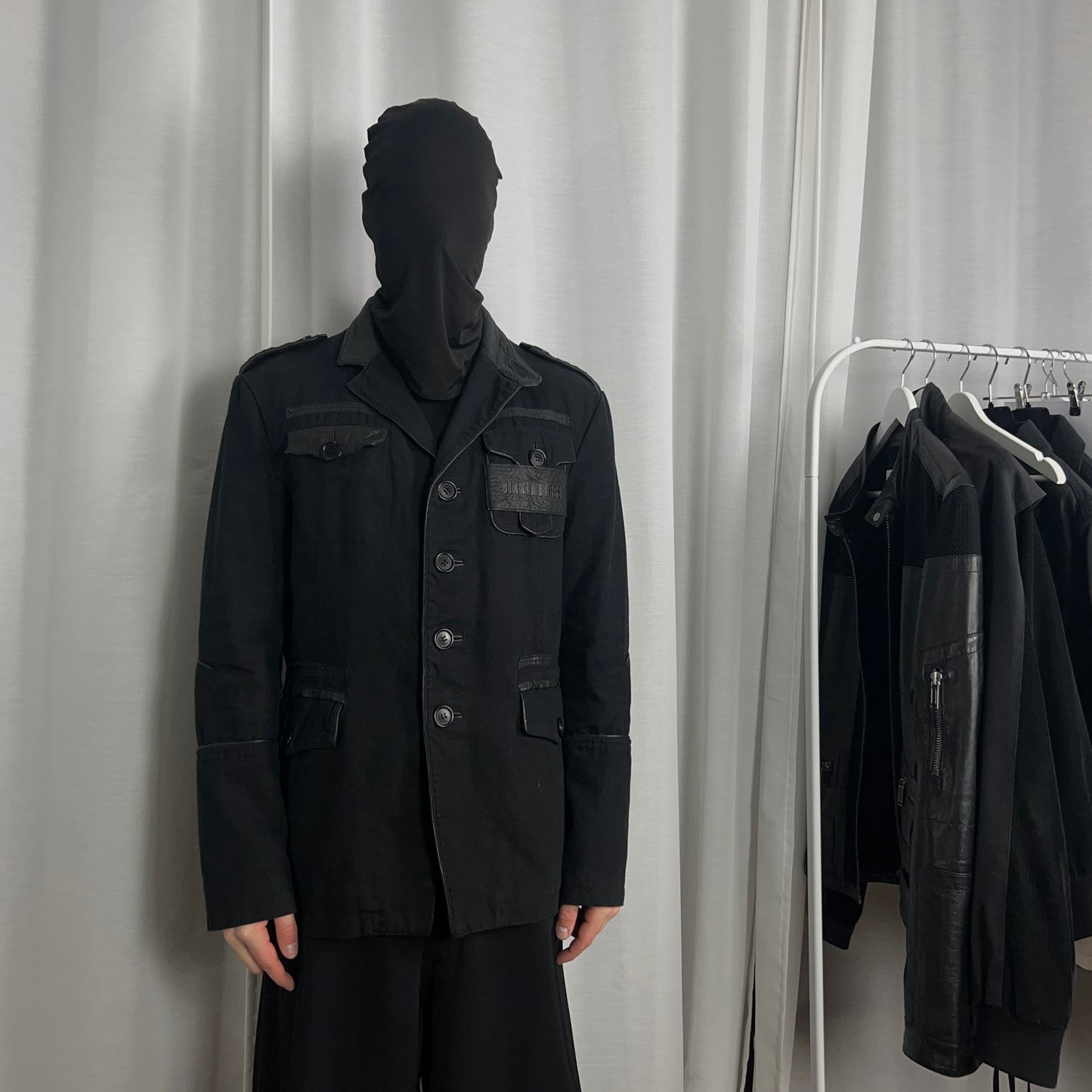 Dirk Bikkembergs Leather Applicated Military Blazer