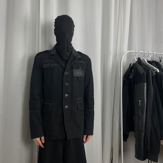 Dirk Bikkembergs Leather Applicated Military Blazer