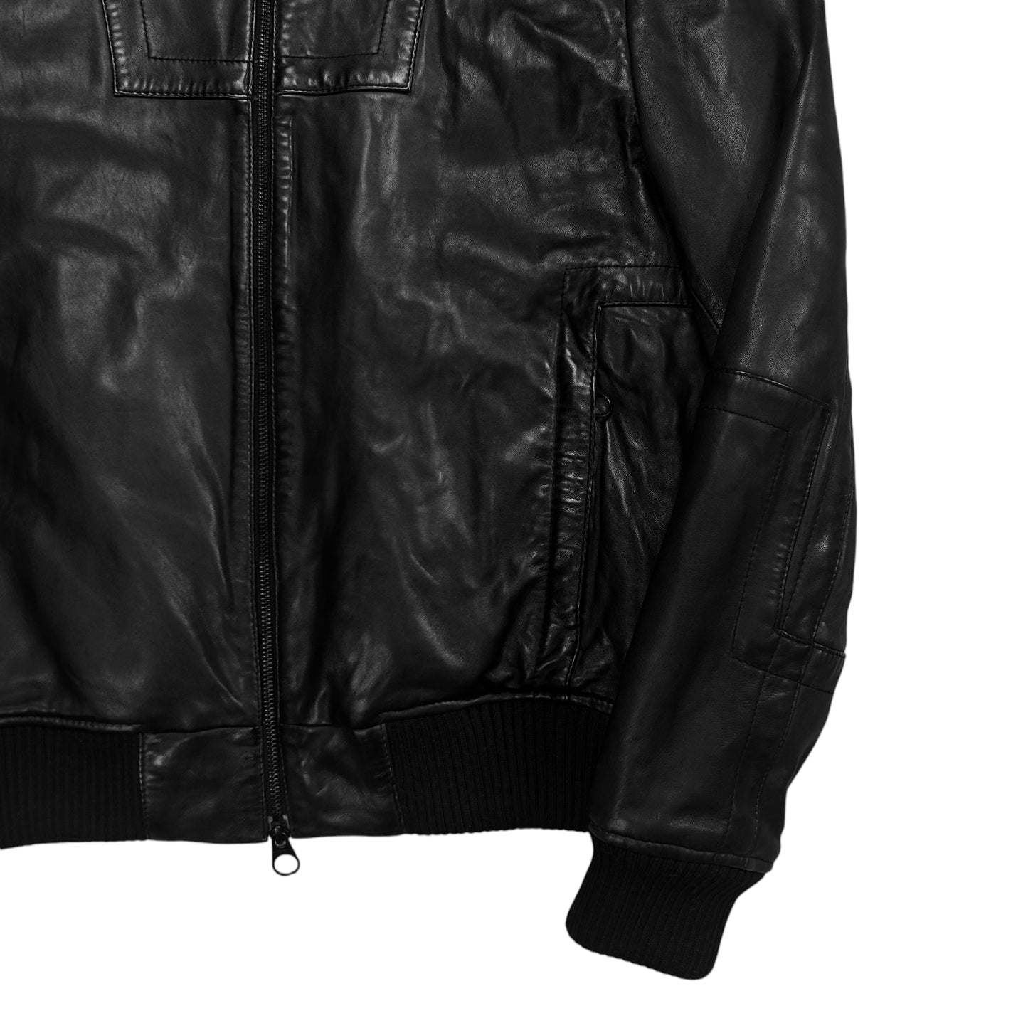 Dirk Bikkembergs Moto Leather Bomber Jacket