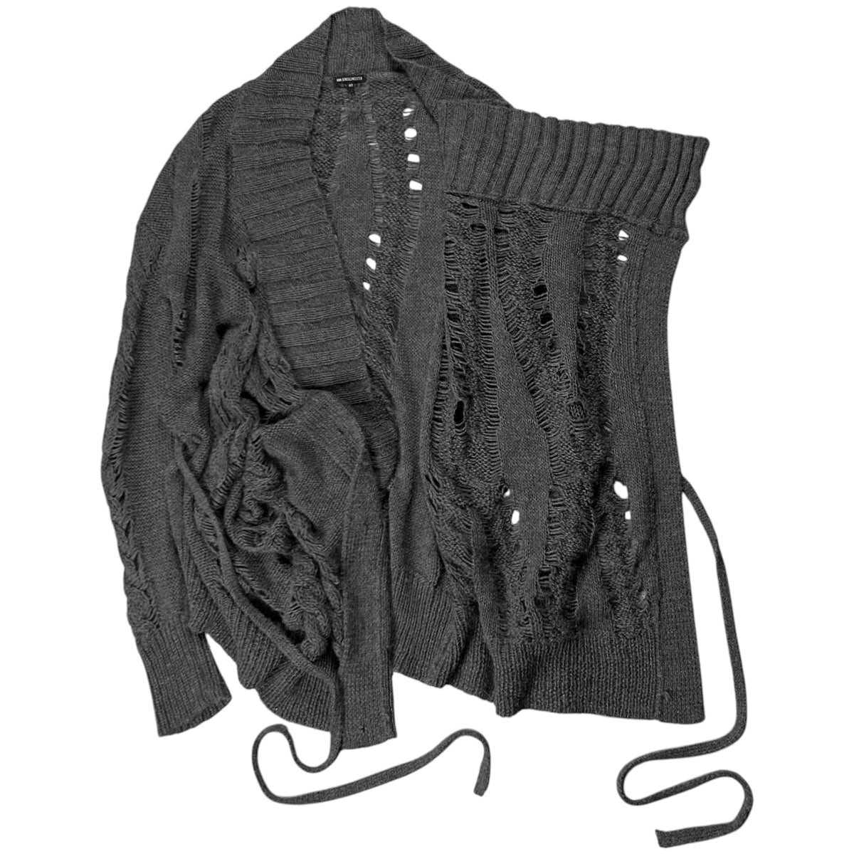 Ann Demeulemeester Asymmetric Buttoned Strap Alpaca Knit Sweater - AW10