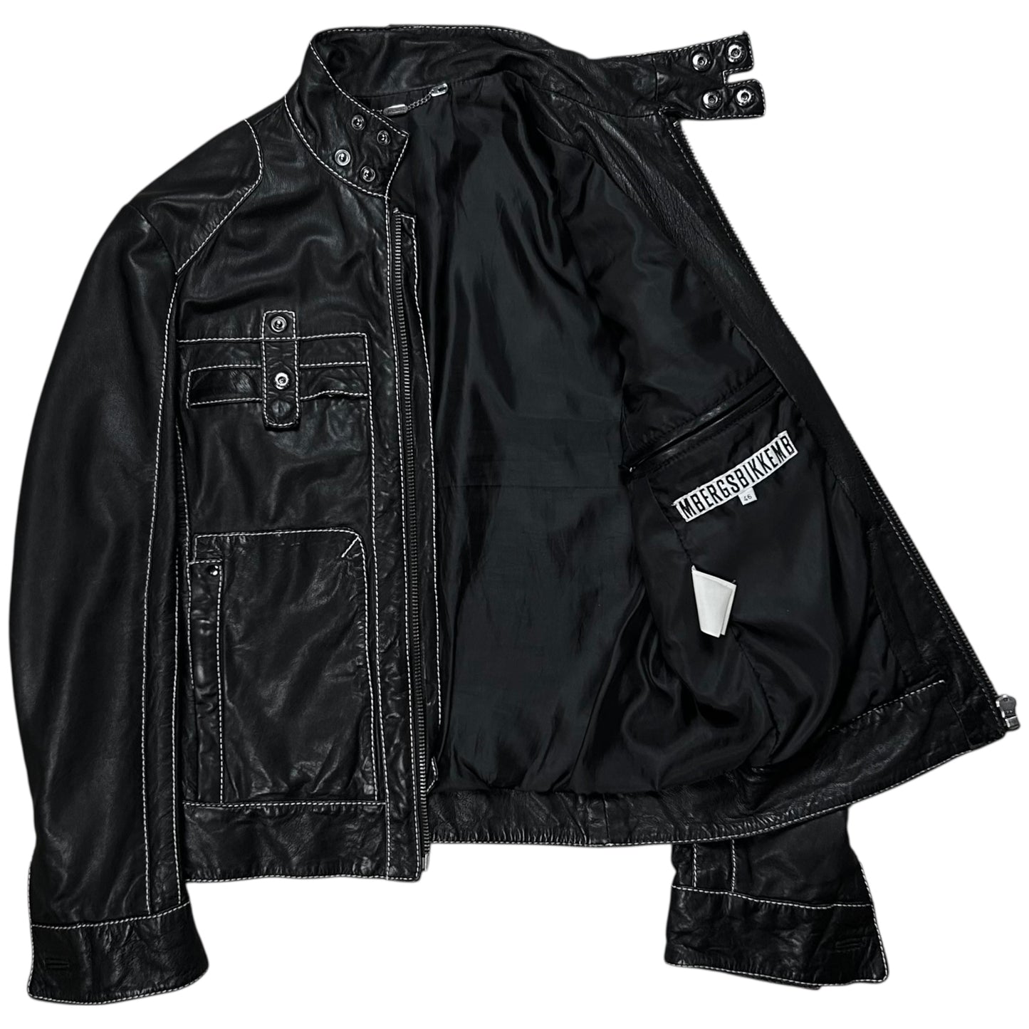 Dirk Bikkembergs Contrast Stitch Sheep Leather Jacket