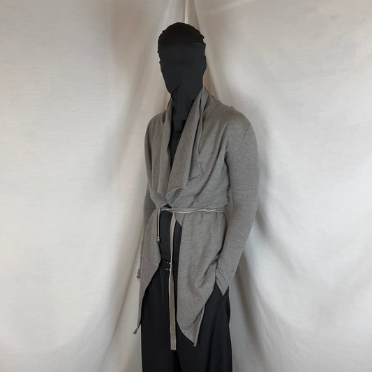Helmut Lang Leather Belted Drape Cardigan - AW13