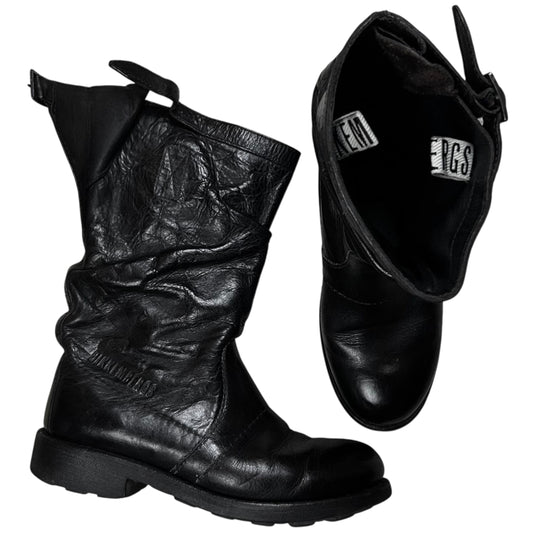Dirk Bikkembergs Buckled Waxed Leather Boots