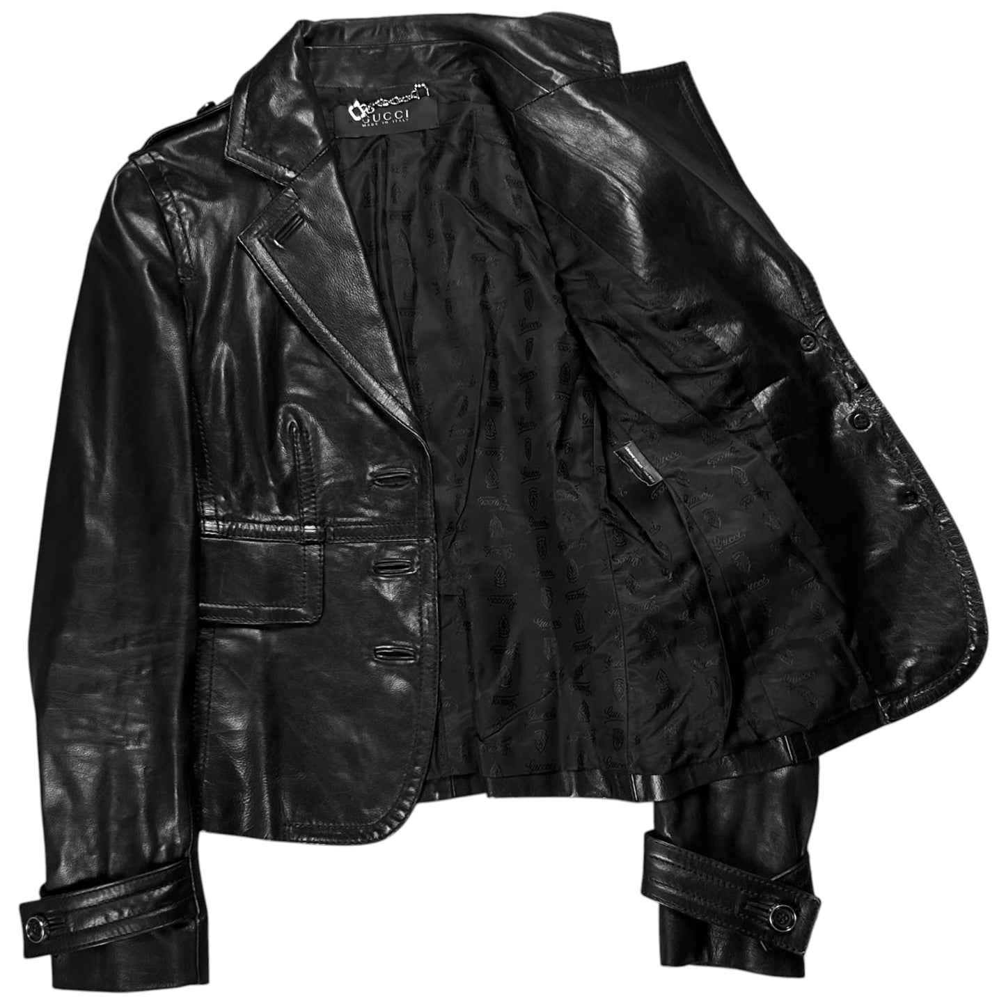 Gucci by Tom Ford Multi Strap Military Leather Blazer - AW03
