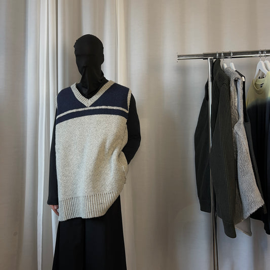 Raf Simons Contrasted Asymmetric Seam Knit Vest - SS16
