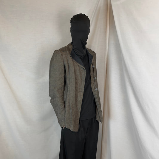 Dries Van Noten Contrast Fold Neck Linen Jacket - SS04