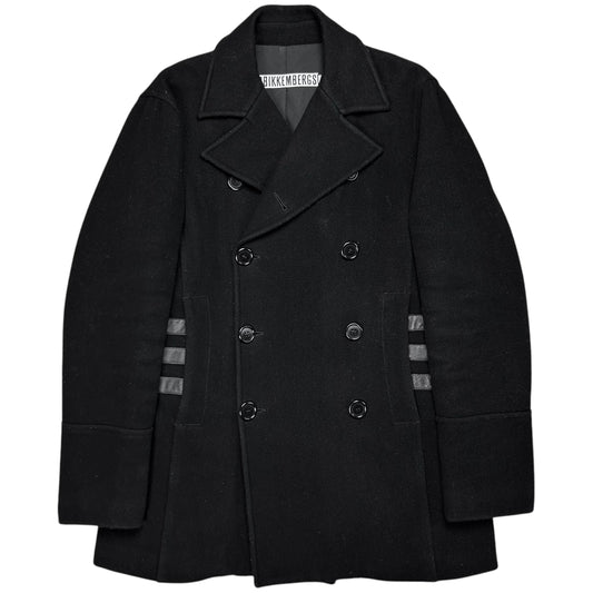 Dirk Bikkembergs Leather Striped Caban Coat